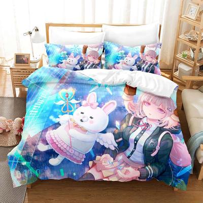 New Danganronpa V3 Bedding Set Cartoon Anime Three-piece Set Adult Kid Bedroom Duvet Cover Sets Y2k Girls Comforter Bedding Sets