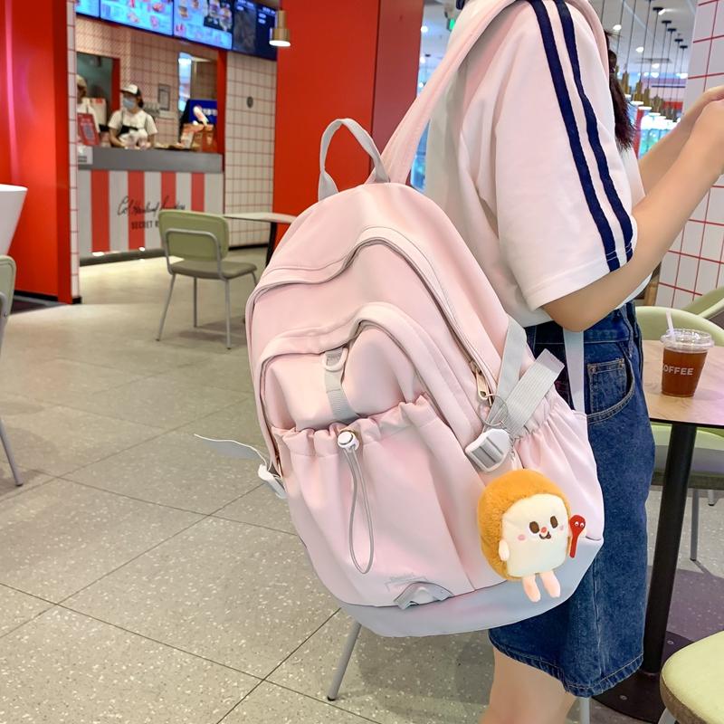 Студенческий рюкзак большой емкости женский рюкзак цветной блок школьный портфель — фото 5