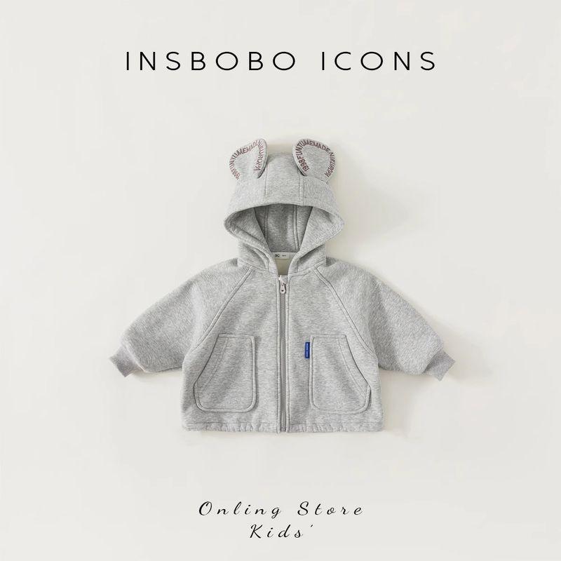 Baby Fleece-lined Boy Fall and Winter Jacket Gray Spring and Autumn Style 100