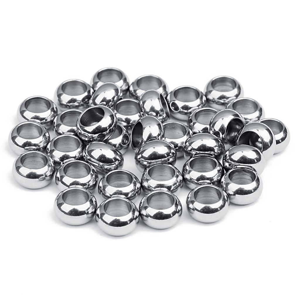 20pcs/lot Stainless Steel Beads Large Hole Round Loose Spacer Beads For Jewelry Making DIY Charms Bracelets Necklace Accessories