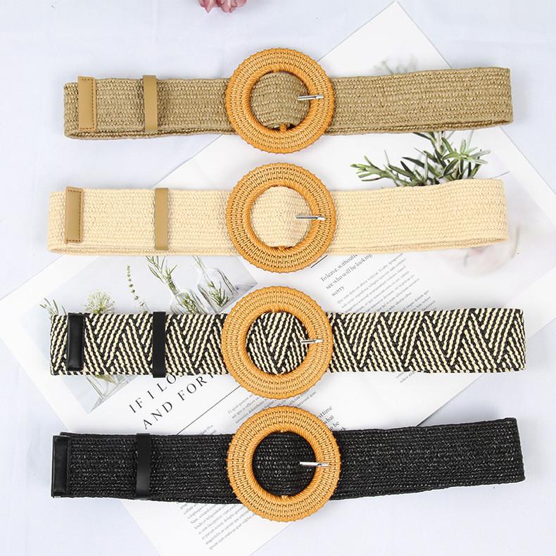 Waist Weave Rope Round Buckle Square Buckle Women Single Loop Waist Gift Belt