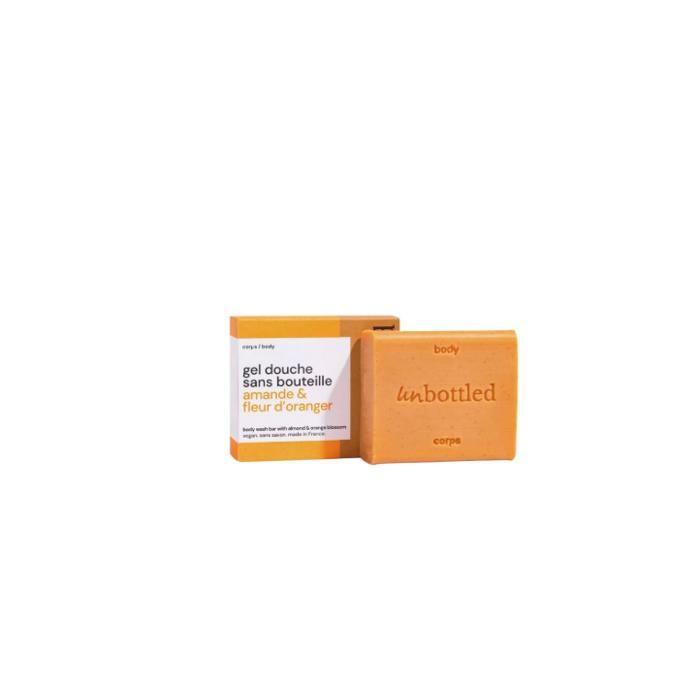 UNBOTTLED - Gel Douche Solide Corps Amande et Fleur D'Oranger 110grs