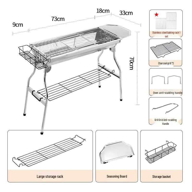 Oeny Outdoor Stainless Steel Charcoal BBQ Grill