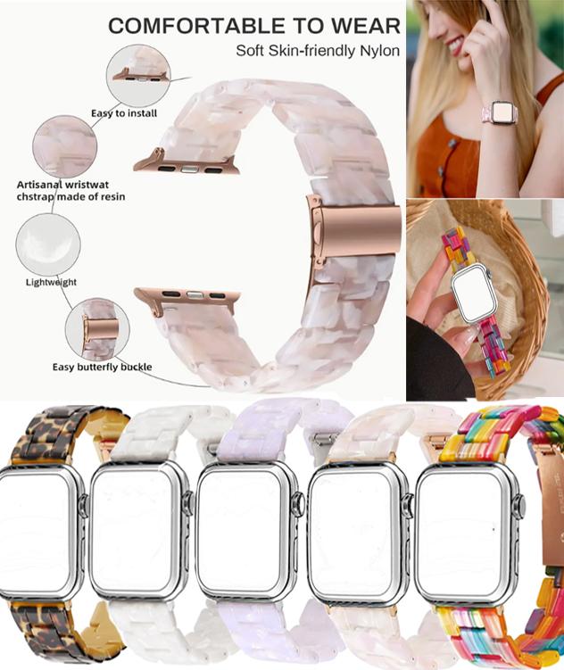For Apple Watch strap, suitable For Series 10 9 8 7 6 5 4 3 2 1 38mm 40mm 41mm 42mm resin wristband For Apple Watch accessories