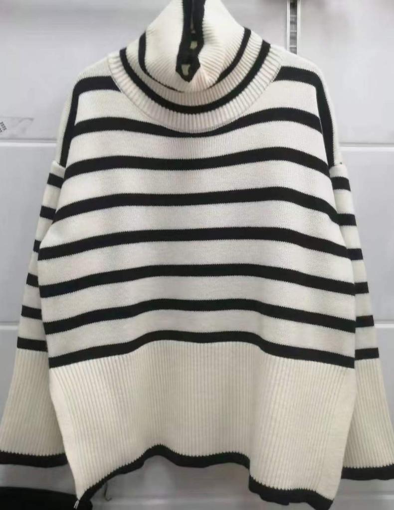 Striped Turtleneck Sweater Women's Pullover Jacket