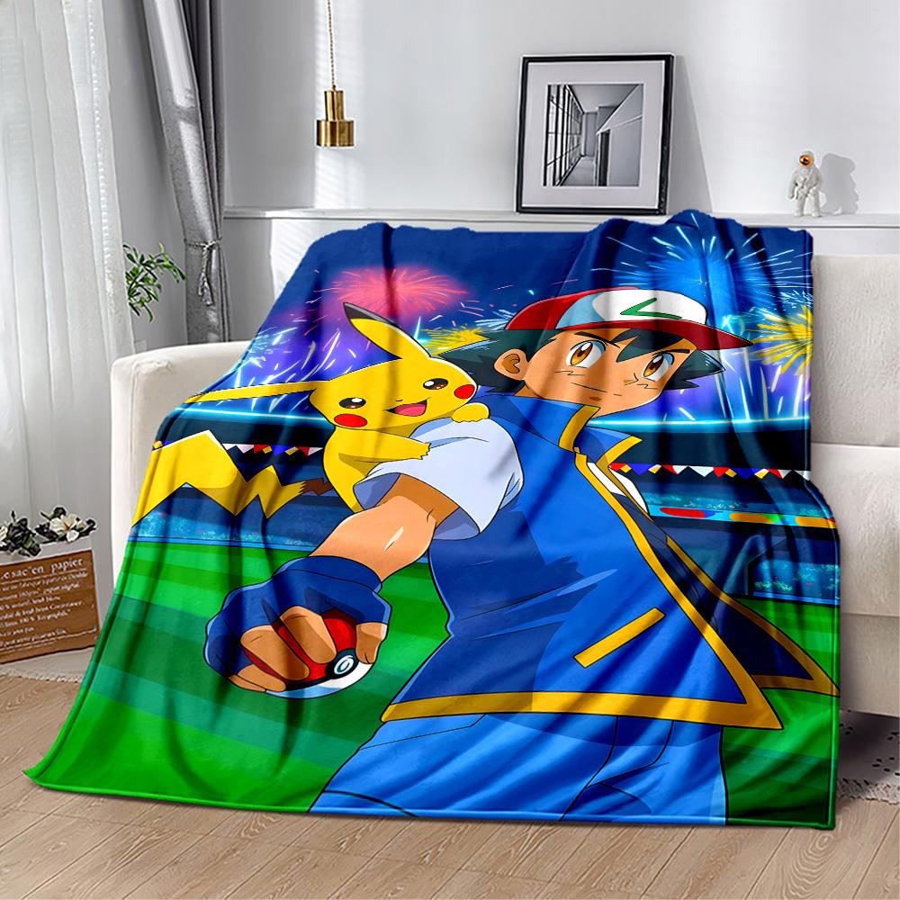 Pikachu Trainer Celebration Blanket Soft & Cozy Perfect for Office Bedding Livingroom for All Seasons Modern Unique Gift for Family and Friends Campin