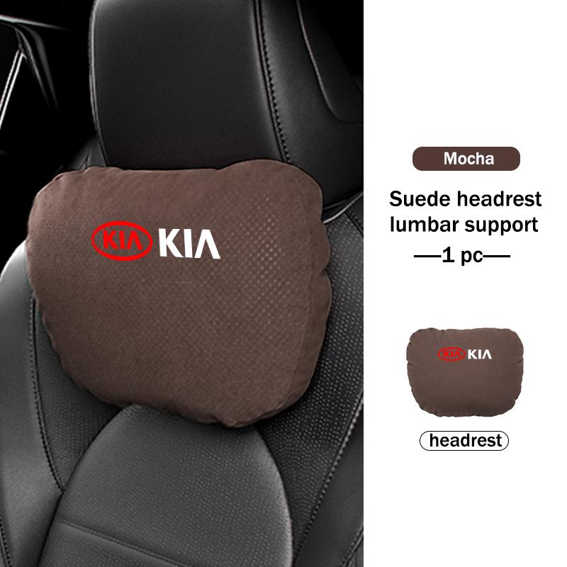 BBEI1 Car Styling Soft Suede Headrest Neck Support Seat Breathable Waist Pad Pillow Mat For KIA Cerato Proceed Venga Stonic Picanto