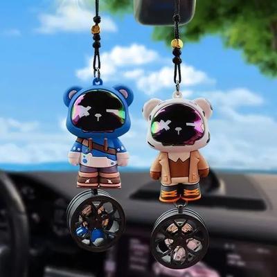 Cute Cool Bear Car Rear View Mirror Small Pendant Car Pendant Car Accessories Interior Adorns Creative Decor Ornament Decoration
