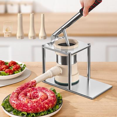 Wurstfleischbällchen-Füller mit 4 Röhren Handpresse 2 in 1 Truthahn-Füller