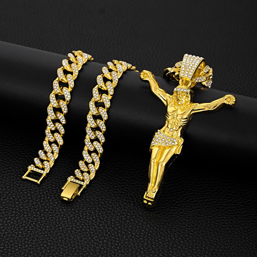 Men's Large Cuban Necklace: Full-Body Hip Hop Portrait with European American Style