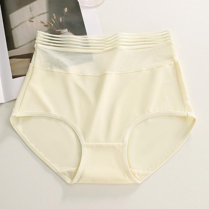 

Женское бесшовное нижнее белье с высокой талией, утягивающим животом, приподнятыми ягодицами, чистым хлопком, треугольной сеткой, сетчатыми вставками, открытыми, свободными шортами, трусиками XXL светло-желтого