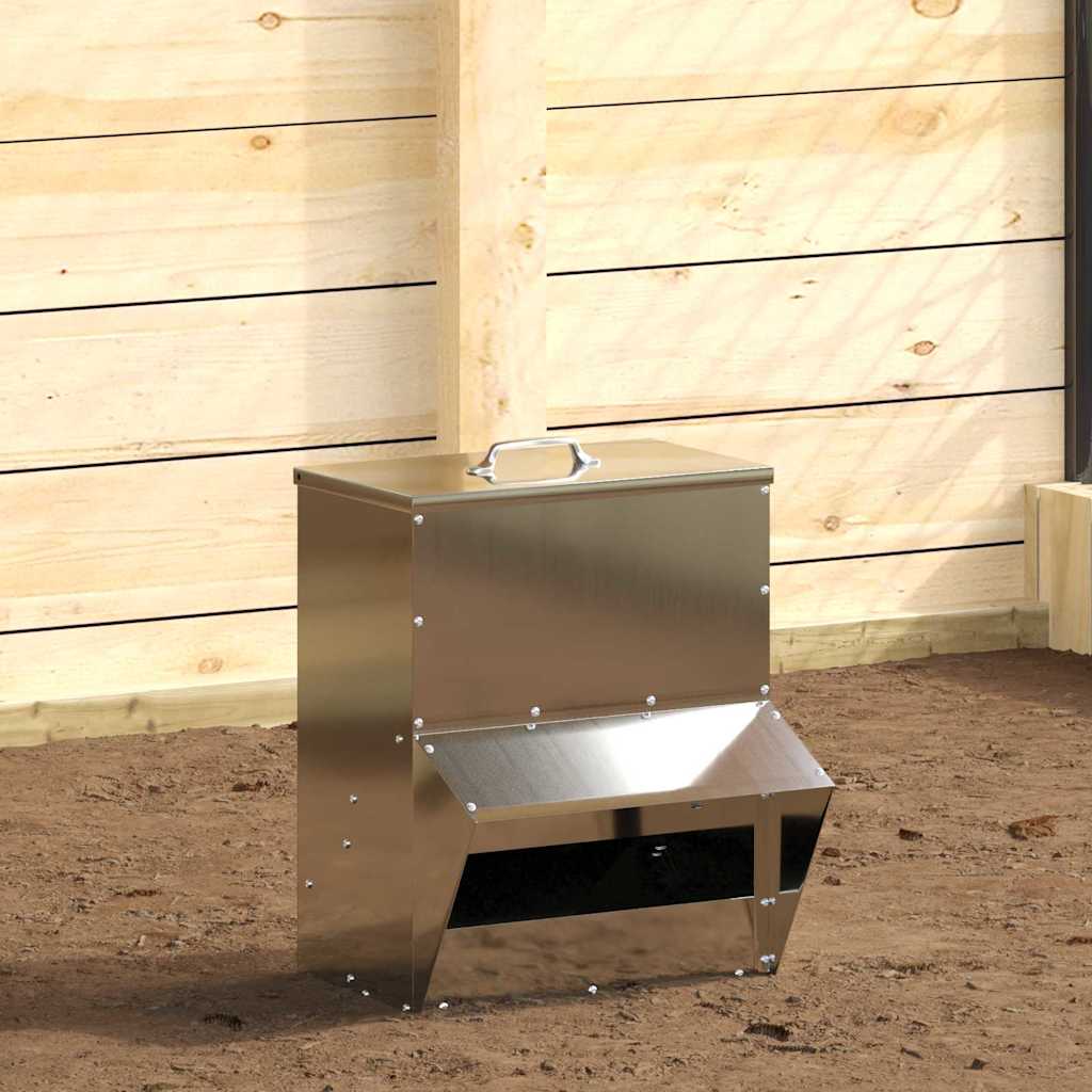 Hühnerfutterautomat Silber 35 x 30,5 x 43,5 cm Verzinkter Stahl