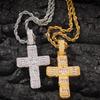 Hip Hop Classic Cross Necklace Hiphop Simple Square Zirconium Pendant Trendy Rap Jewelry