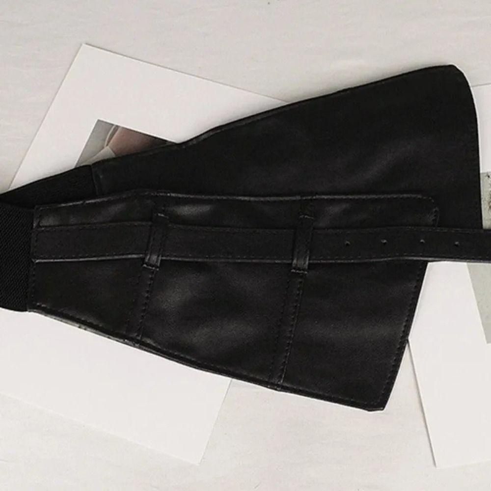 PU Leather Elastic Cummerbunds Adjustable Waist Corset Elegant Wide Belt  Outfits