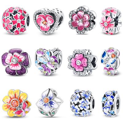 Charms a Forma di Fiore di Ciliegio e Farfalla Color Rame Primaverile Perline Adatte a Braccialetti da 3 Mm Gioielli Fai da Te Originali Regali di Compleanno