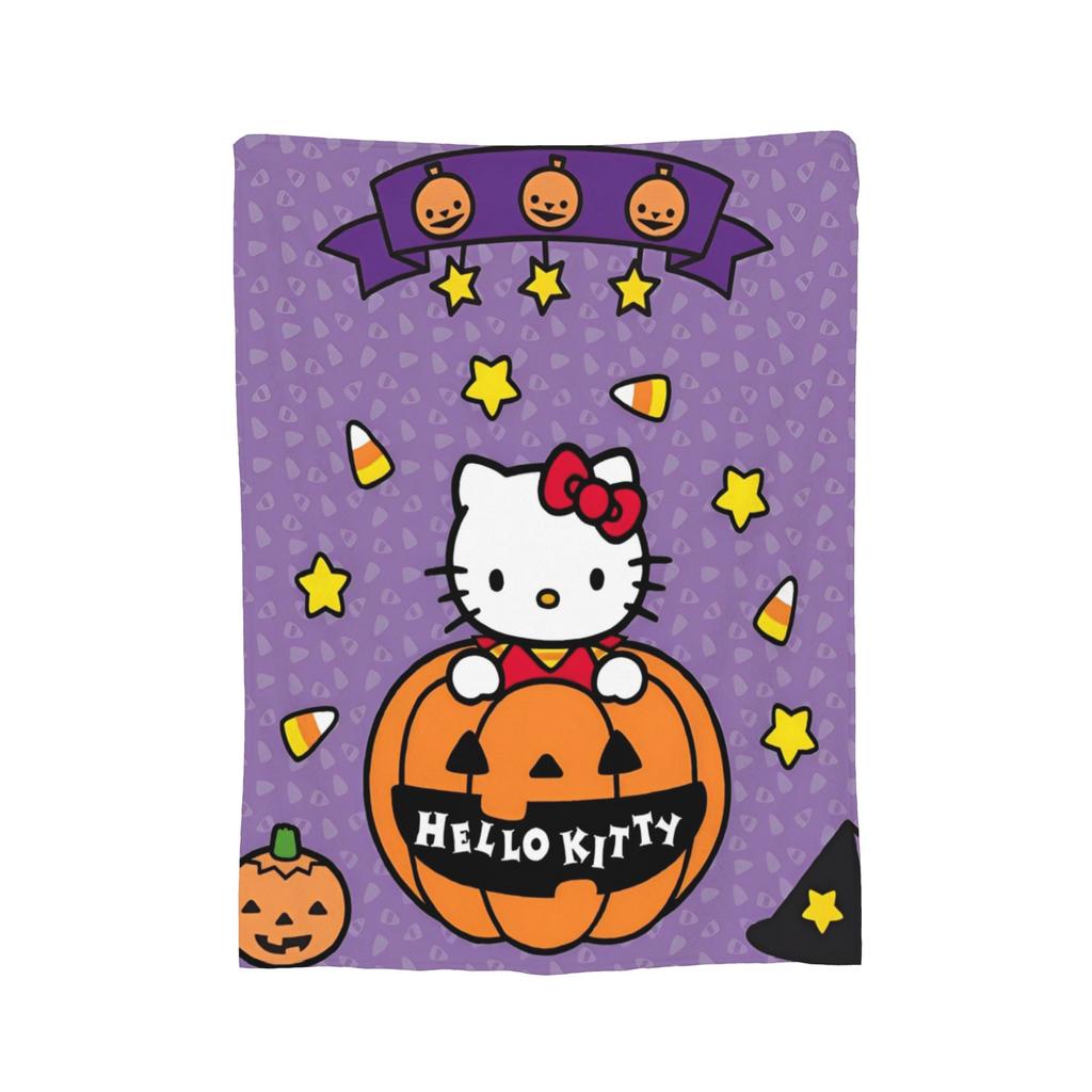 Hello Kitty Halloween Knitted Blanket Bats Ghost Plush Throw Blankets Home Couch Personalised Soft Warm Bedspreads,
