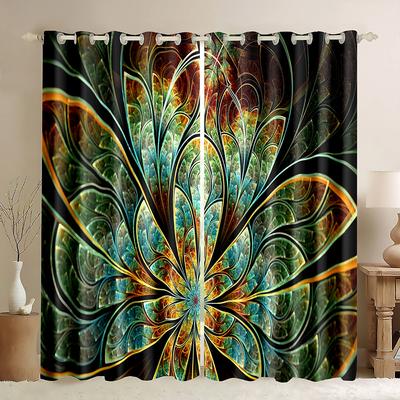Mandala Barevný Závěs Balkónová Dělící Stěna Obývací Pokoj Ložnice Boho Hustý Zatemňovací Závěs Dveřní/Okenní Závěs Dekor(2Panely)