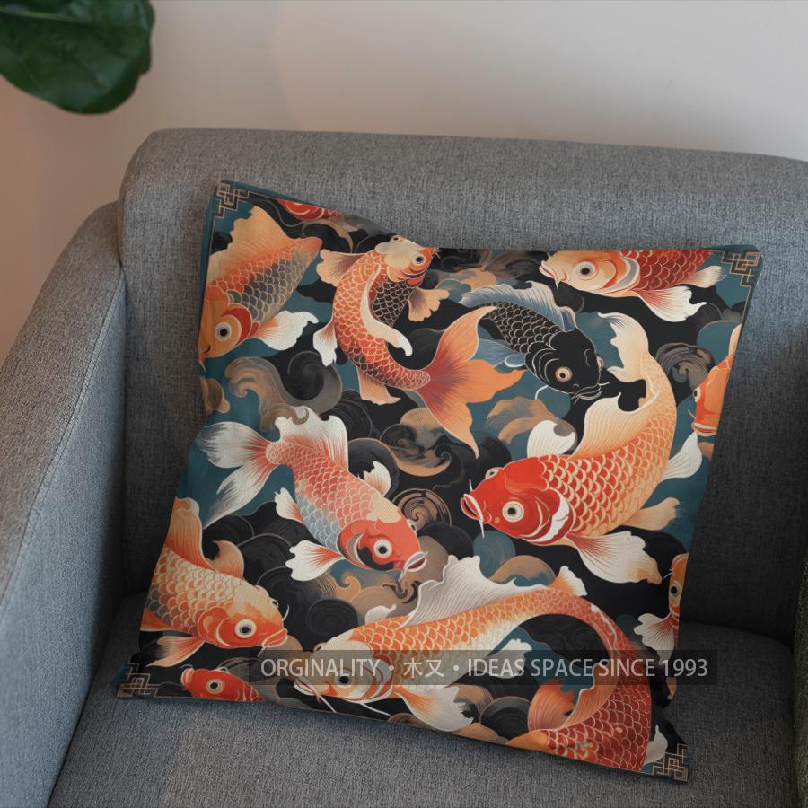 2D Stylish Fish Pattern Decorative Cushion Cover Pattern Cushion Cover Suitable For Sofa Bedroom Car Pillow Cover