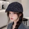 New retro leopard print denim soft and comfortable forward hat women's spring and autumn travel versatile street temperament cap