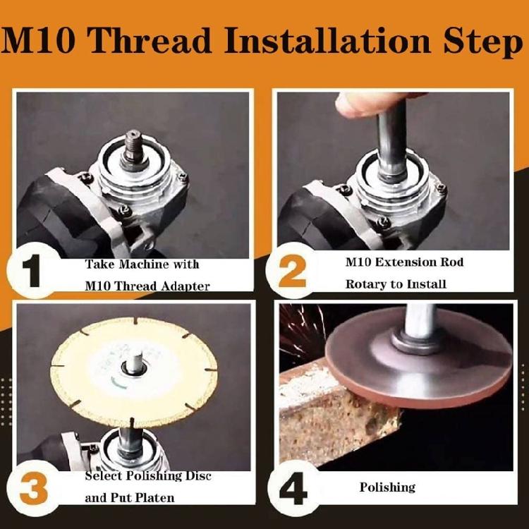 Stainless Steel M14 to M10 Extension Connecting Rod for 100/125 Angle Grinder