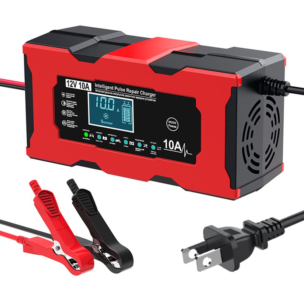 Digital LCD Display Car Battery Charger Pulse Repair Smart Battery Charging EU/US Plug 12V 10A 14.6V 10A Iron Lithium Charger