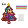Toddlers Sensory Toys Silicone Activity Board, Christmas Tree Rainbow Ice Stick French Fries Stress Relief Tools Board with Strings, Silent Fidget Toy