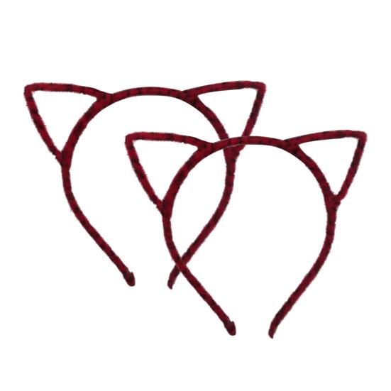 2ks Čelenky s kočičími uši Leopardí potisk Černá kočka Kotě Zvířecí uši Vlasová obruč Halloweenská kostýmová párty Cosplay doplňky
