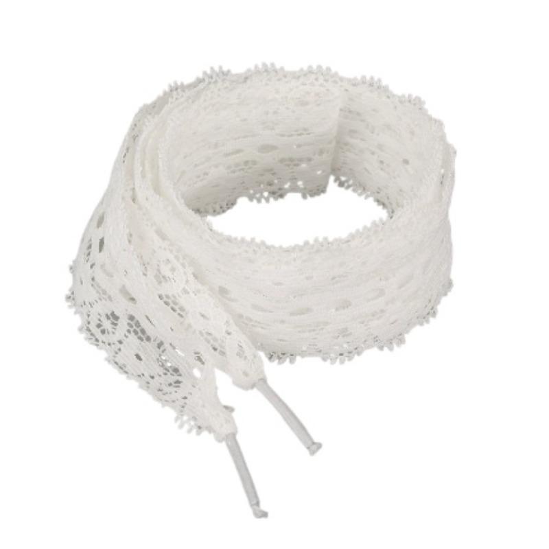 

White Lace Shoelaces with Bowknots Hollow-Out V-Print Korean Style 120cm Lightweight for Sneakers Wedding Shoes