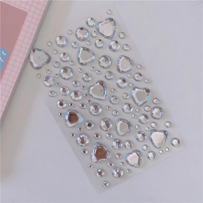 3D Stereo Strass Scrapbook Journal Sticker Glanzend Hart DIY Decor Sticker voor Meisje Koreaanse Mode Sticker Studentenbenodigdheden