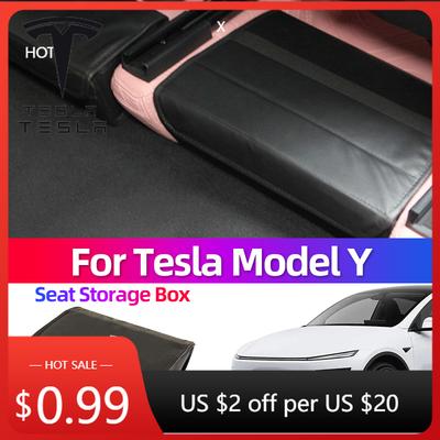 Car Sticker For Tesla Model Y 2020-2025 Modification Accessories Leather Central Control Storage Compartment Interior Under Seat