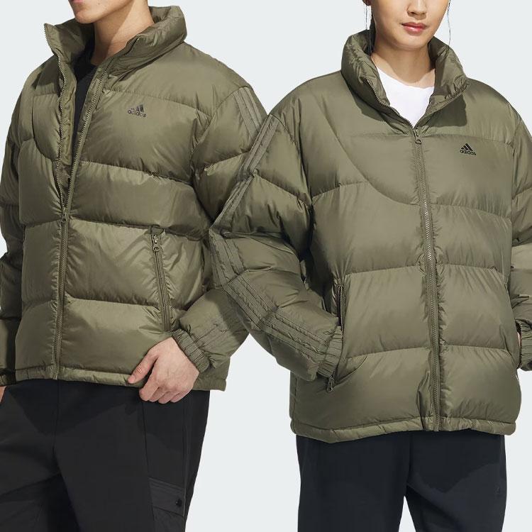 Adidas Down Jacket Solid Color Logo Sports Casual Down Coat Unisex Jackets Olive-Green IK2420