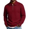 Men's Long Sleeve Jacquard Polo Shirt Half Zipper Collar Knit Sweater Pullover Casual Pullover Top