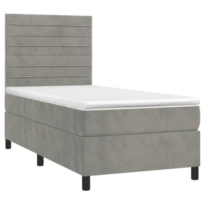 3143049 vidaXL Divan-lit Et Matelas Gris Clair 80x200 Cm Velours