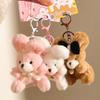 Cartoon Pilot Bear Keychain Hanging Rope Stuffed Animal Pendant Lovely Plush Bear Key Ring  Women