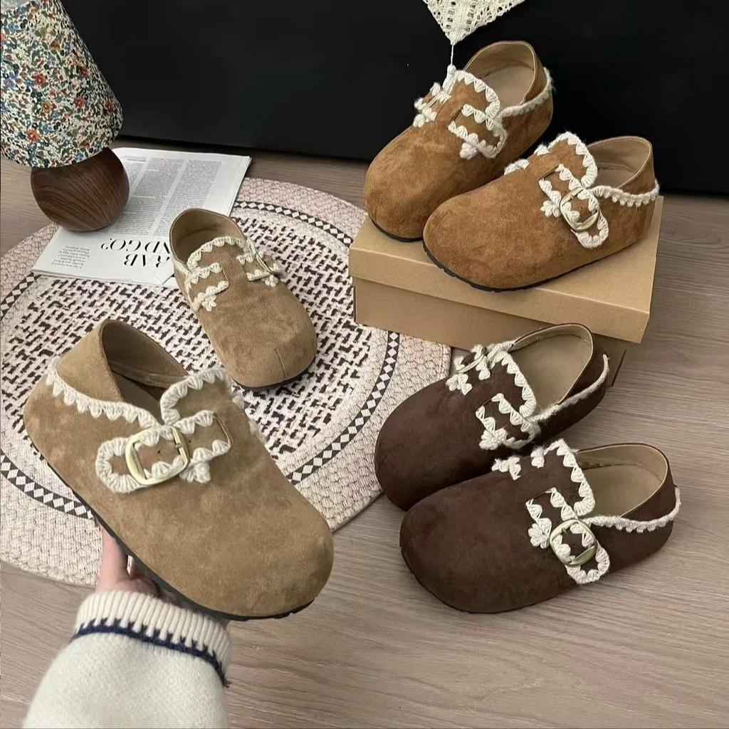 One foot on Boken single shoes Doudou shoes 2025 autumn and winter new thick soles increase height two wear all-inclusive Boken shoes women's shoes