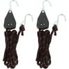 2 Pcs Kayak Rope Tie Downs, 3/8 Inch Canoe Bow and Stern Tie Downs Straps, Heavy Duty Adjustable Rope Clip Tie Down