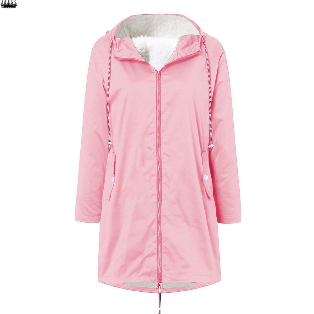 plus size pink raincoat