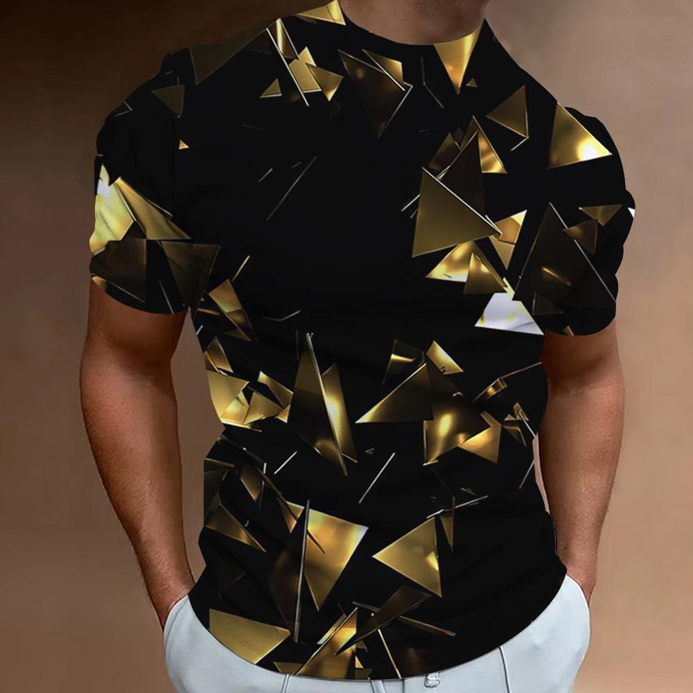 Funny Men's T Shirt Tops 3d Abstract Geometry Print T-Shirt For Men Summer Trend Simple Loose Tee Casual Breathable Man Clothing
