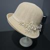 Top Hat Ladies Summer British Elegant Flower Bucket Hat Fashion Sunscreen Sun Hat Dome Knitted Breathable Basin Hat