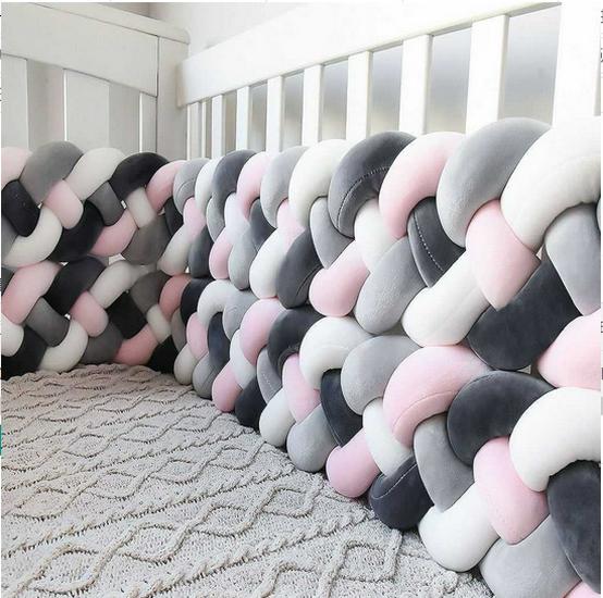 Four-Strand Danish Braided Cushion: Knotted Cable Knit for Children's Room Anti-Collision Bed Rail