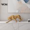 Accessoire de Bureau Moderne de Luxe Figurine Léopard Doré Modèle, Statue Vive, Posture Accroupie Courante, Ornement Décoration Bureau Bureau Résine