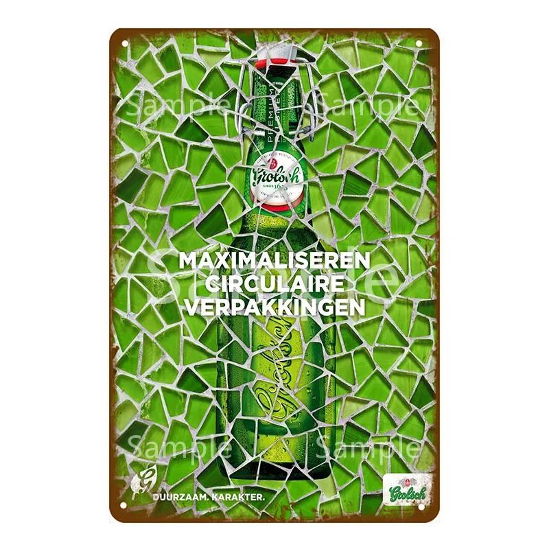 Grolsch Lager Beer Metal Poster Tin Signs Wall Art Painting Decorative Plaque Bar Pub Club Home Decor Art Crafts YK052