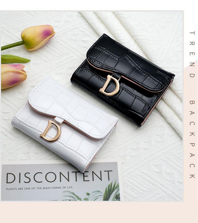 European & American Crocodile Pattern Women's Tri-fold Wallet: High-End, Multifunctional Coin Purse & Card Holder.