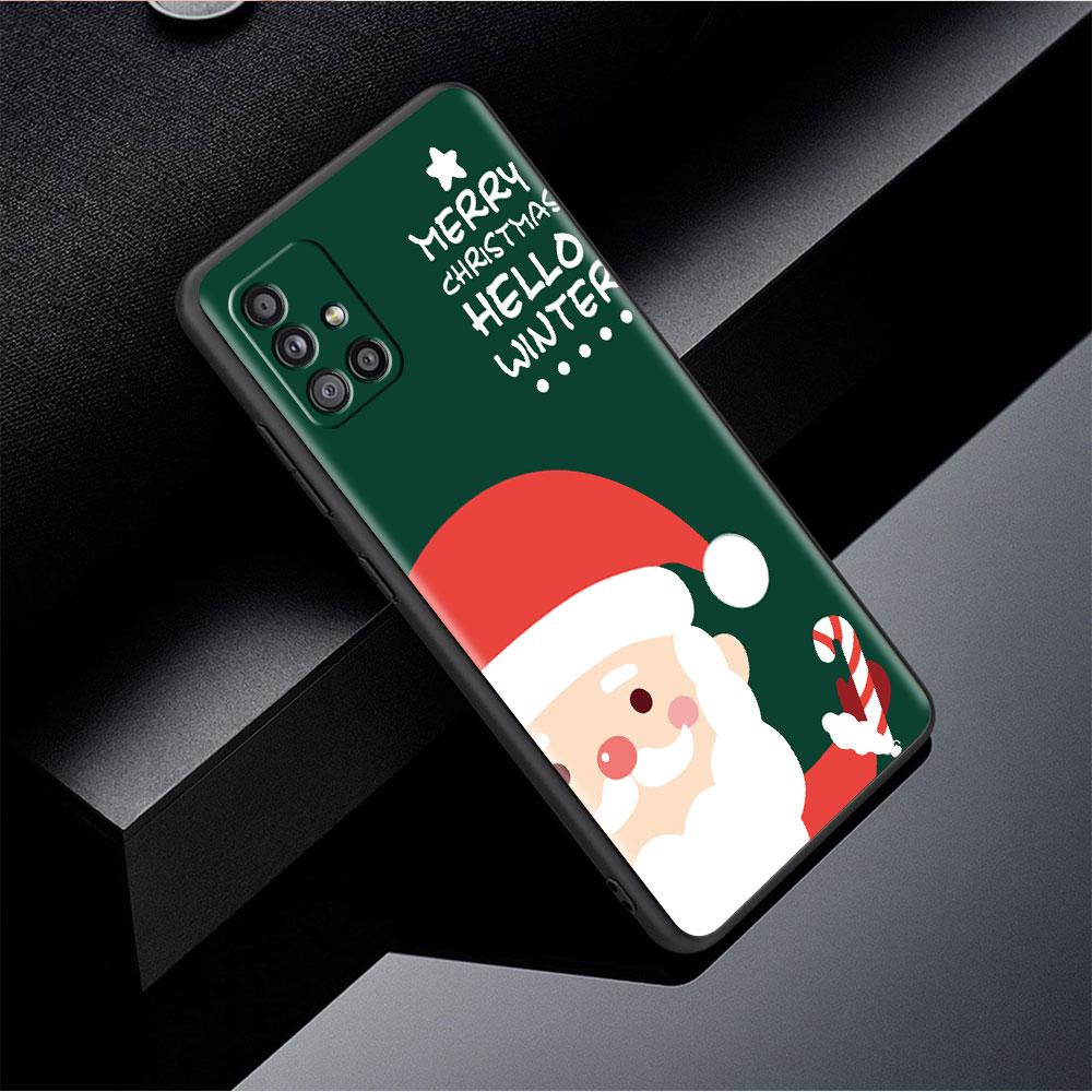 Snømann Juledeksel For Samsung Galaxy A52 A12 A51 A32 A21s A71 A32 5G A12 A22 A53 A31 A13 A72 A02s A41 A03 A04 Telefondksel