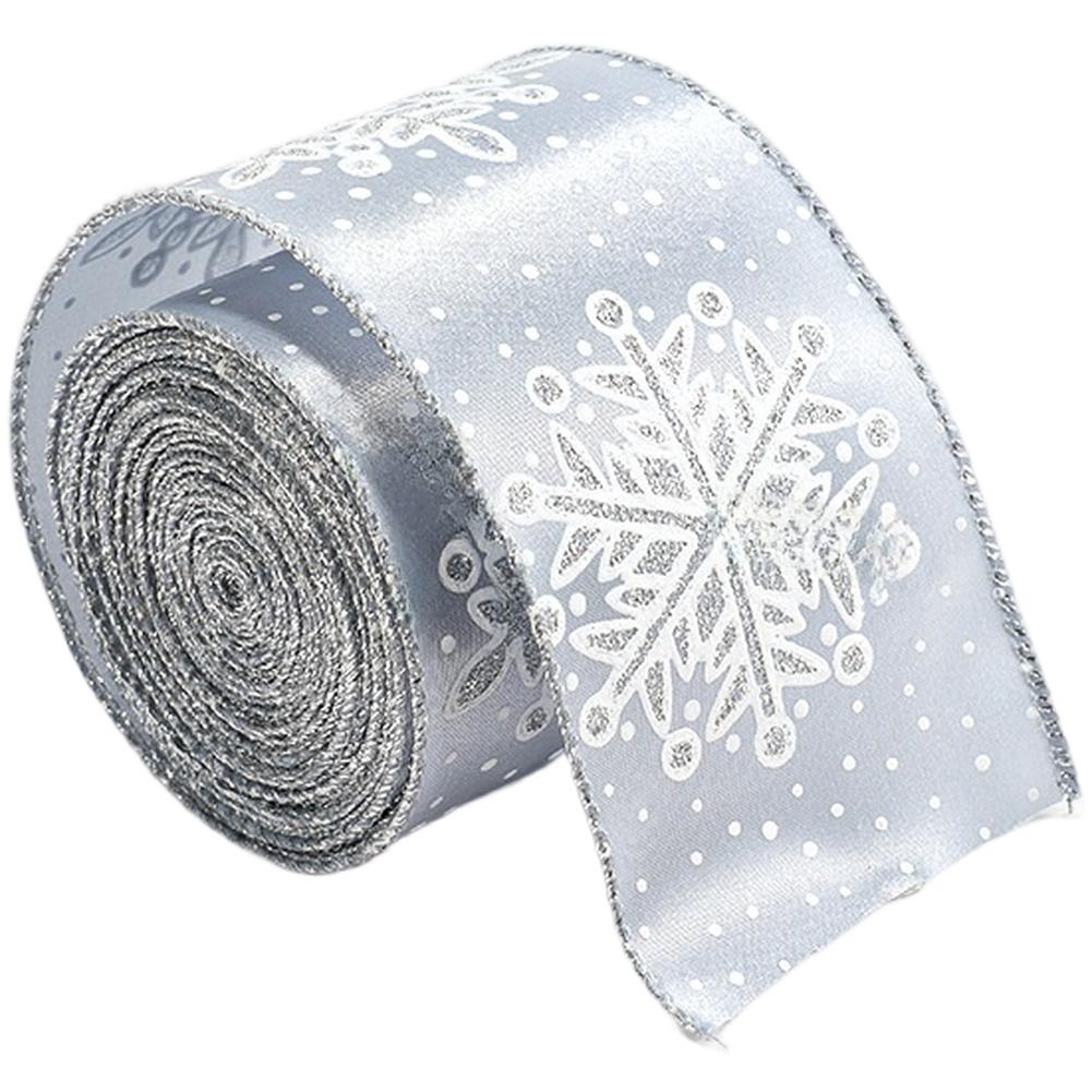 Snowflake Pattern Ribbon Christmas Ribbon Holiday Decor Enhancer Intricate Snowflake Designs Bow Making Materials Home 6.3cm*2m
