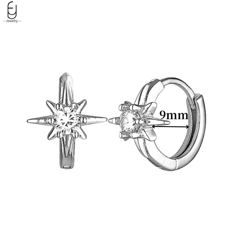 925 Silver Ear Buckles Fashion Hoop Earrings White Crystal Luxury Women's Earrings Wedding Women's Jewelry Premium Gift