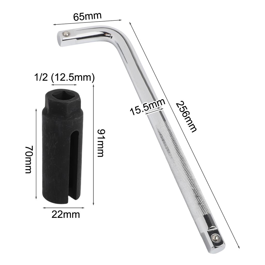 1set 22mm Narrow Mouth Oxygen Sensor Sleeve 1/2inch Drive Slotted Oxygen Sensing Drive Socket Wrench Tool For Car Repair