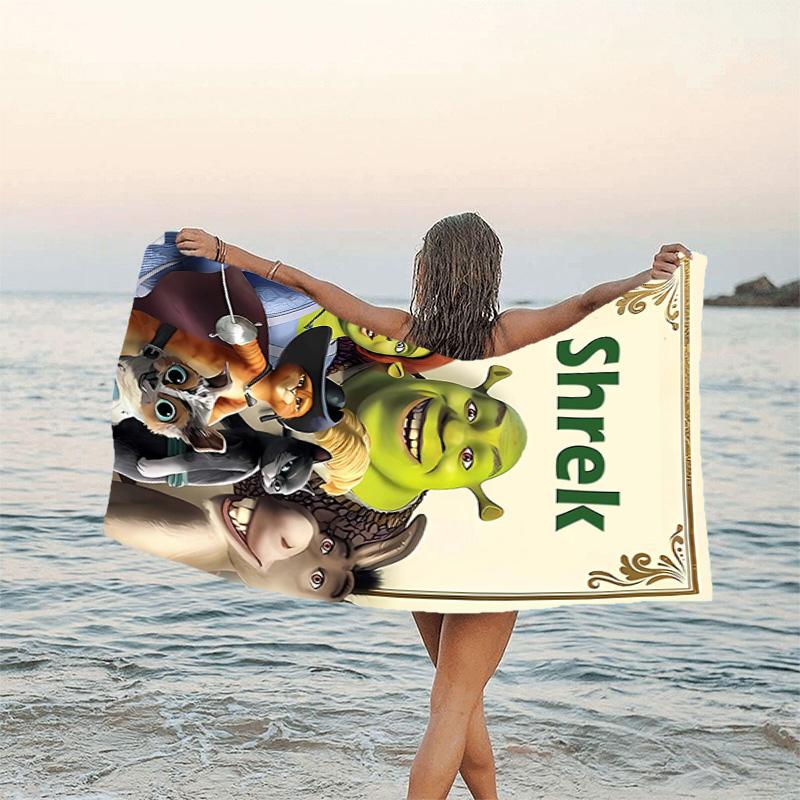 1pc Shrek4 Beach Towel, Beach and Seaside Swimming Pool Equipment, Fashion Pattern, Rectangular, Travel Essentials