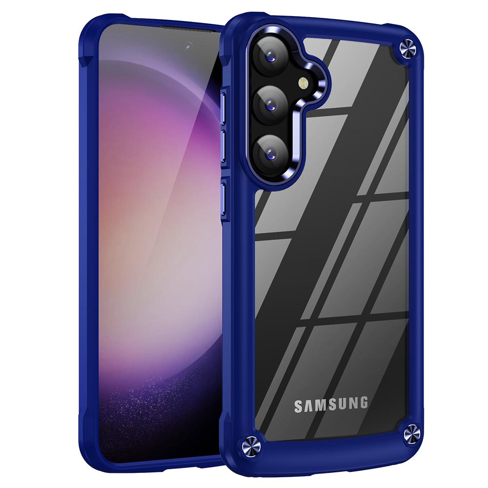 

For Samsung Galaxy S25 Case Anti-Drop Alloy Lens Frame PC+TPU Phone Cover Sapphire