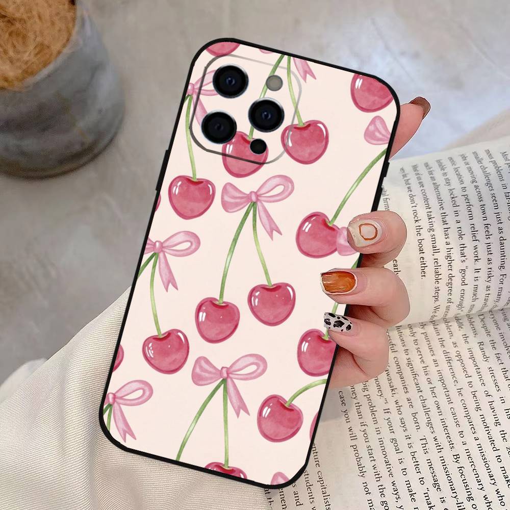 Cute cherry Phone Case Silicone Soft For IPhone 17 16 15 14 13 12 11 X XR Plus Pro Max Plus